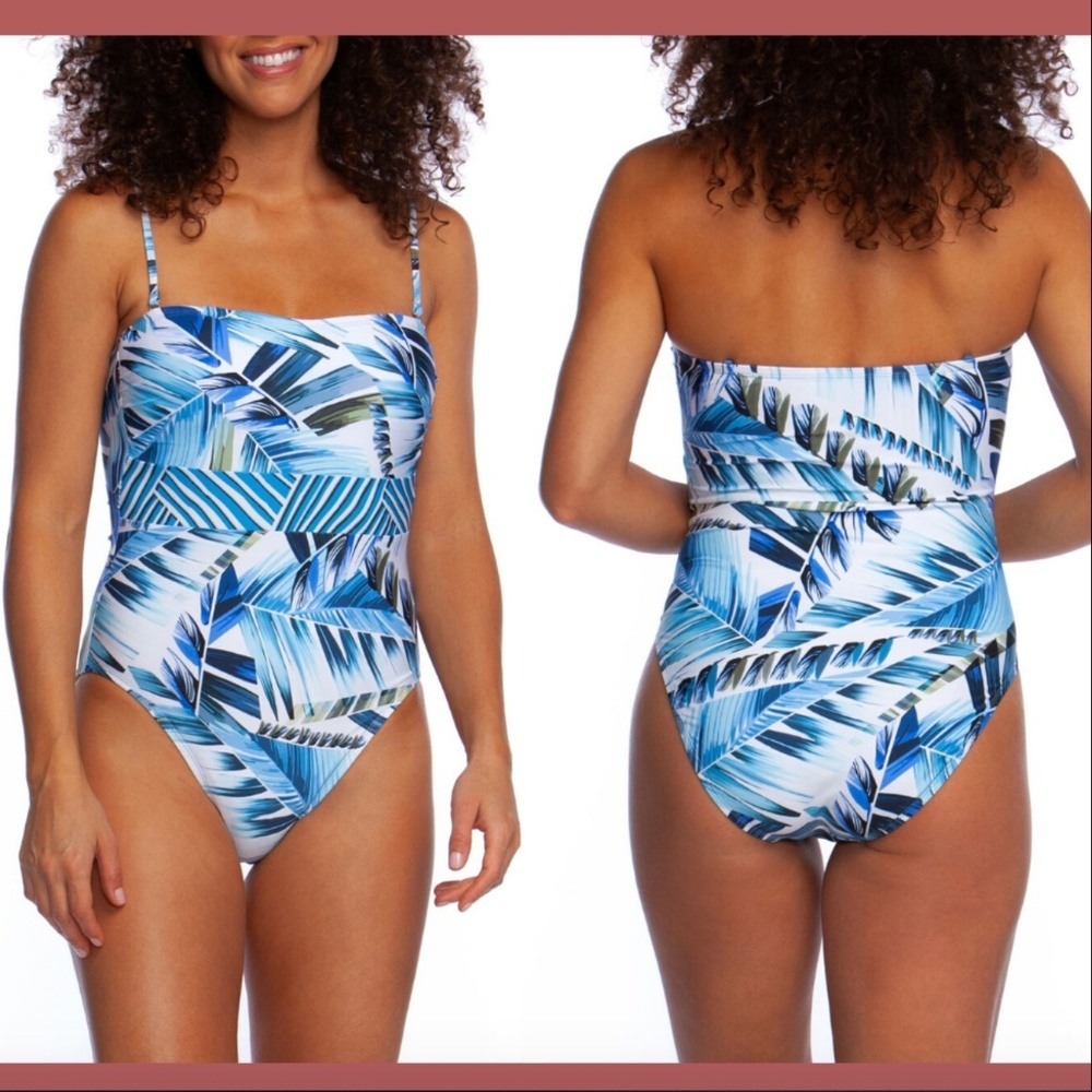 NWT $113 La‎ Blanca Swimwear Two Cool Bandeau One-Piece Swimsuit [ SZ 10 ]